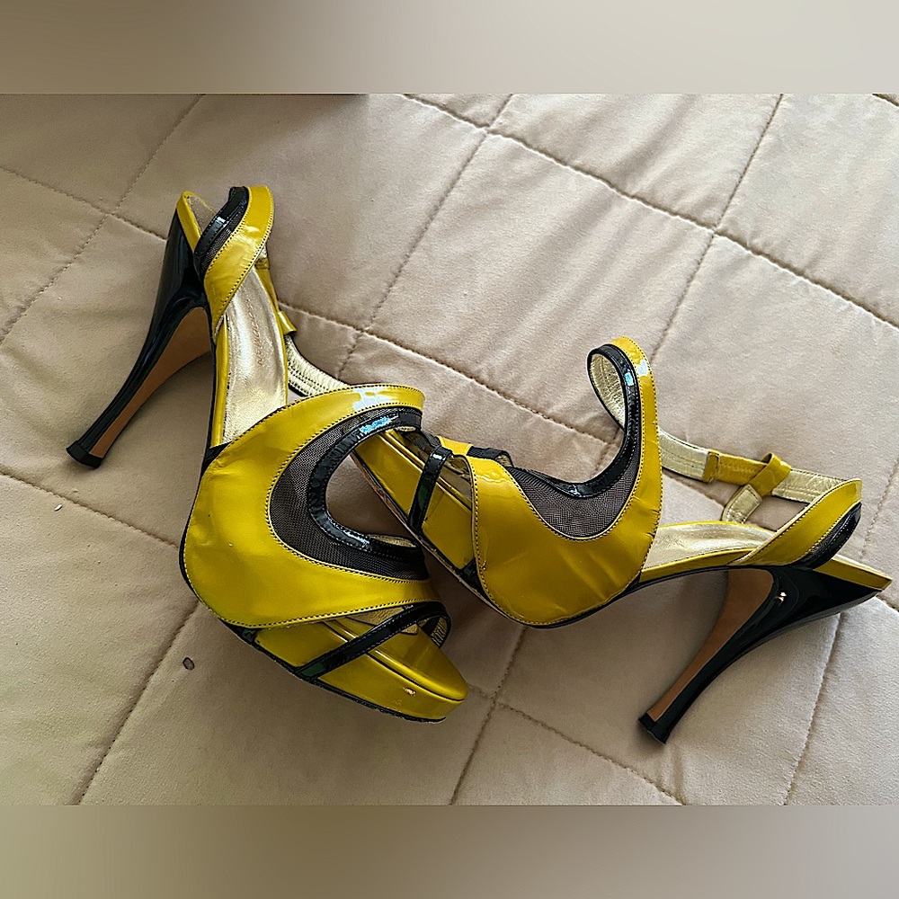 Black and yellow sandals